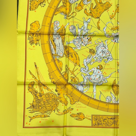 Hermès “Hémisphærium Coeli Boreale” Silk Scarf – Yellow Zodiac Constellation - Picture 7 of 8